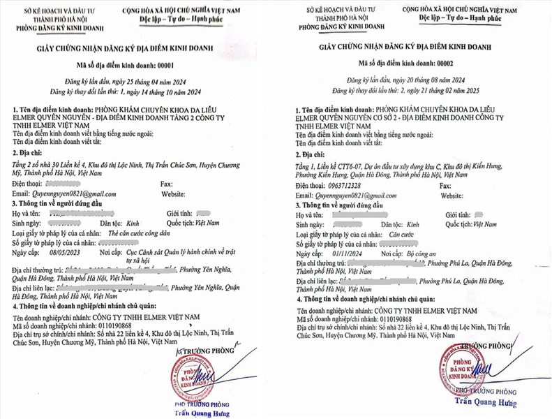 Phòng khám da liễu Elmer Quyên Nguyễn liệu có đầy đủ giấy phép?